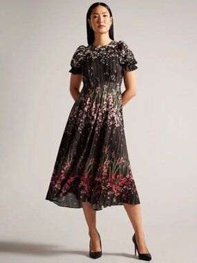 Zahrria Floral Print High Low Hem Midi Dress